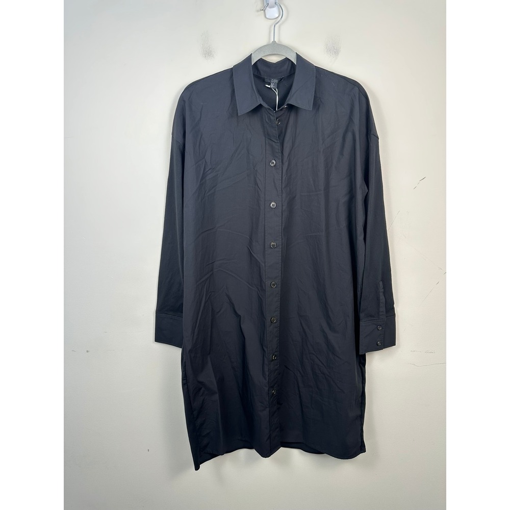 COS Shirt Dress Women Medium Black New Oversized Cotton Button Front 0785180003